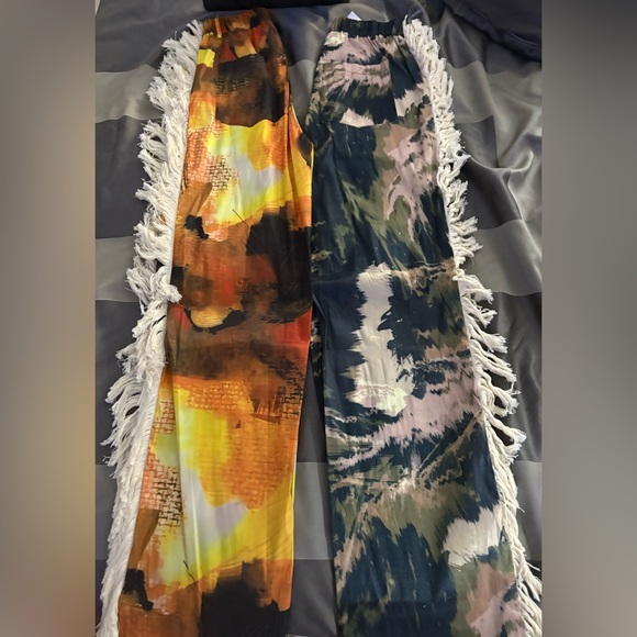 NWT! Orange/Blue Fringe Pants - Picture 2 of 3